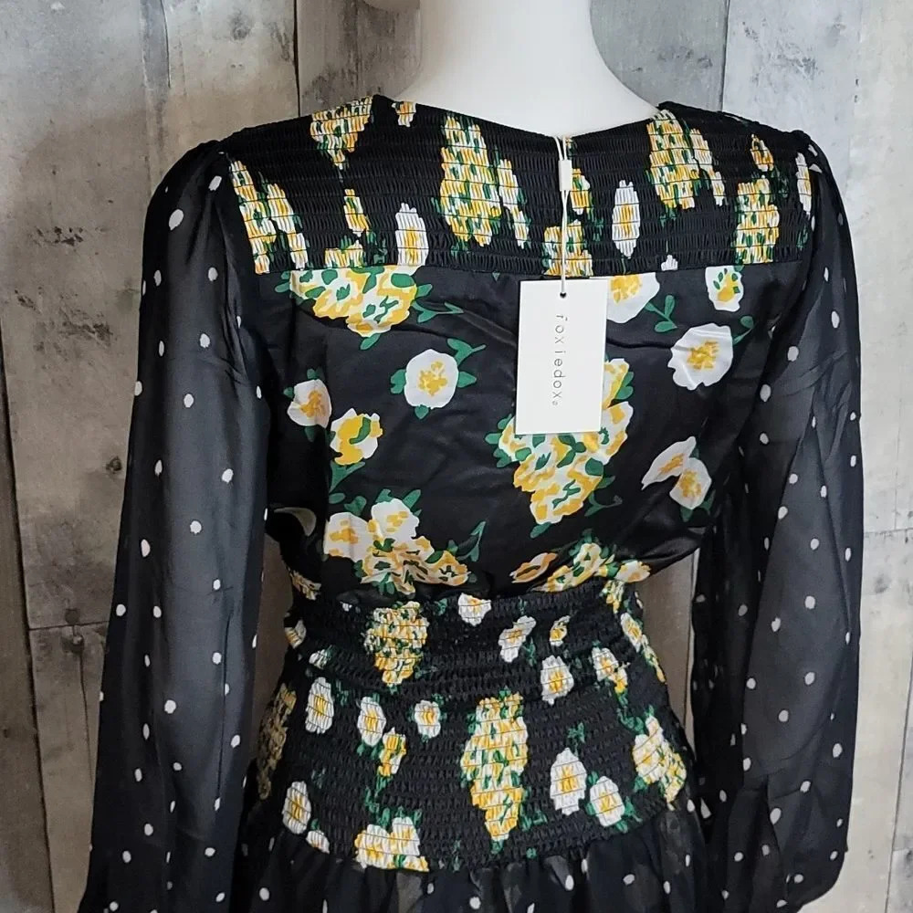 Foxiedox Anemone Smocked Mixed-Print Dress - Picture 7 of 14